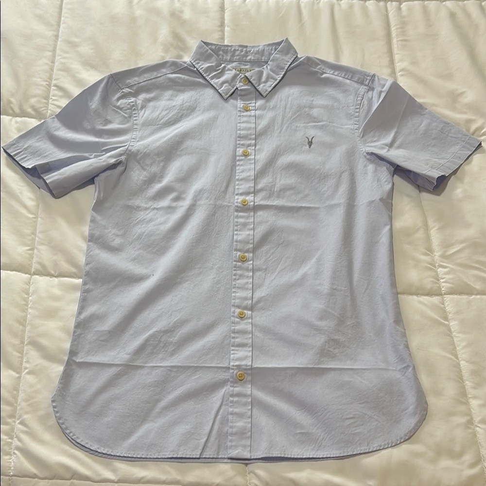 All Saints Light Blue Short Sleeve Dress Shirt